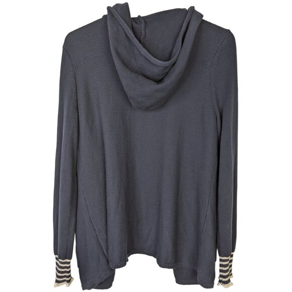 Cabi Womens Large LG El Captain Hooded Knit Cardigan Sweater Pockets Navy Blue - Picture 2 of 6